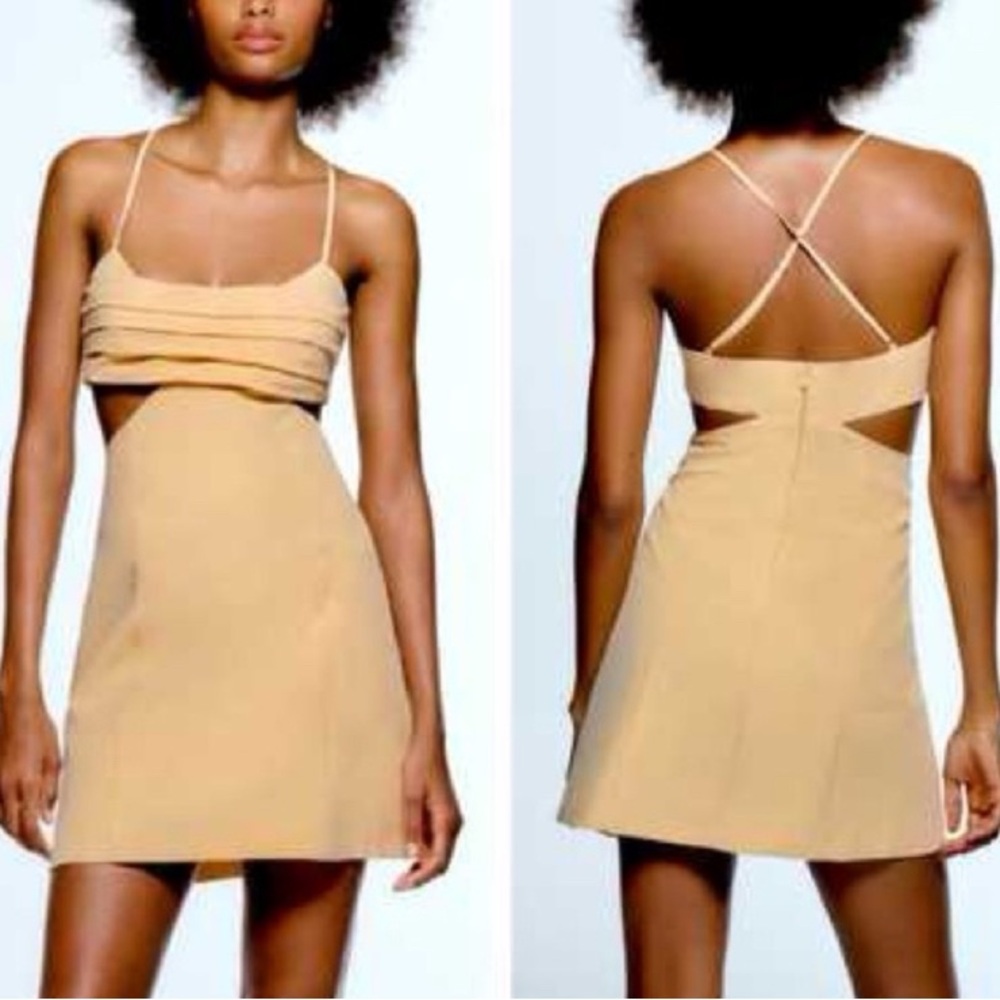 Zara Tan Cutout Dress